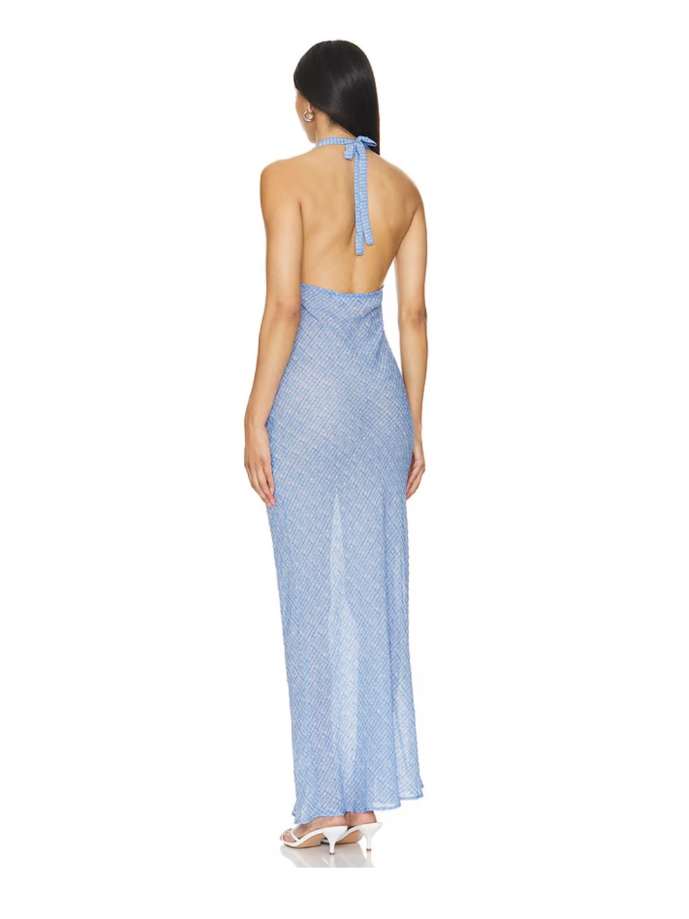 Lioness Carrie Halter Dress in Blue Check - Picture 3 of 5